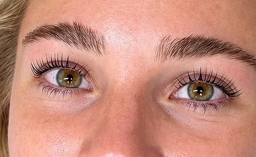 Korean lash lift result at Lash Therapy — lifted natural lashes, close-up