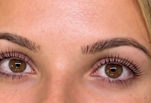 Korean lash lift result — natural lashes lifted and defined